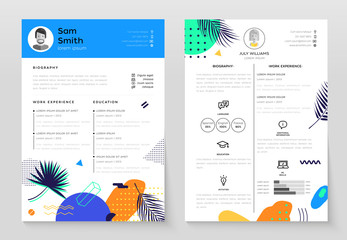 Personal CV- set of modern vector template illustrations
