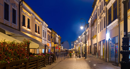 Pedestrian streets of Craiova in evening