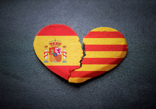 Separation of Catalonia from Spain symbol of broken heart