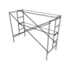 Scaffolding construction furniture wireframe blueprint. Linear outline illustration