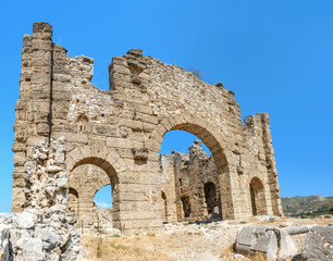 Ruins of an old Aspendos town in Turkey