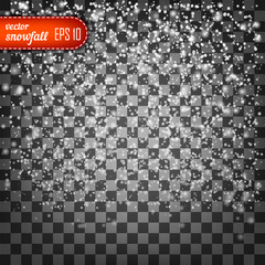 Falling snow isolated on the a transparent background.