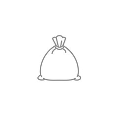 Thin wheat bag thin icon. Outline agriculture and bakery vector symbol. Stock and store, reserve illustration isolated on white background.