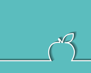 outline apple on green isolated