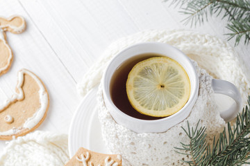 Festive evening tea lemon sweet gingerbreads