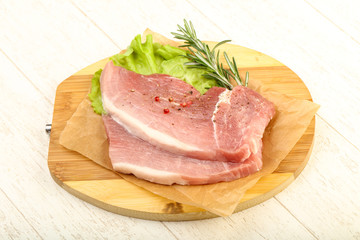 Raw pork steak