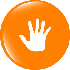 hand icon on web button . Flat sign isolated on white background