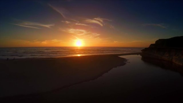 Aerial seascape beauty, San Gregorio State Beach sunset