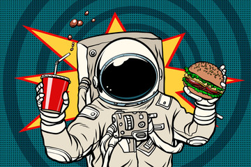 Astronaut with a Burger and drink © studiostoks