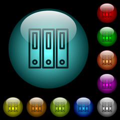 Binders icons in color illuminated glass buttons