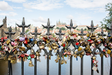 famous love locks padlocks on a bridge 