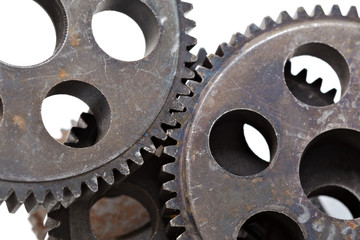 Close-up view of stack of gears