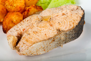Steamed salmon