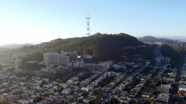 Sutro Tower, wide aerial in San Francisco