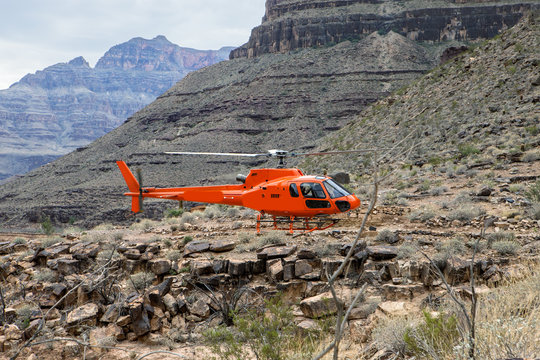 A chopper prepping for take off in Arizona