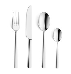 Set of fork, knife and spoons isolated on white background. Vector illustration. Ready for your design.