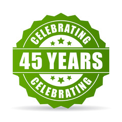 45 years celebrating green vector icon