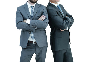 Obraz na płótnie Canvas close-up of two businessmen standing side by side