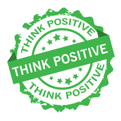 Think positive  green text stamp badge design