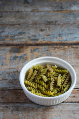 multicolored fusilia pasta (spiral) food background