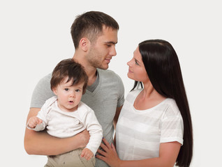 Beautiful  family - isolated over a white background