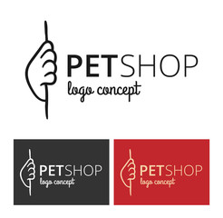Vector logo design template for pet shops or veterinary clinics - mono line pet paw for websites and prints.