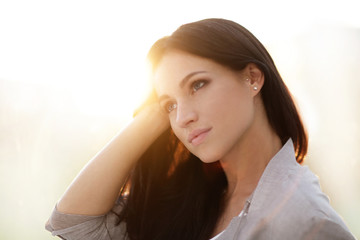 Fototapeta premium Face of a cute young woman. close-up