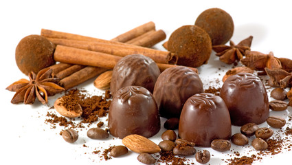 isolated image of chocolates close-up