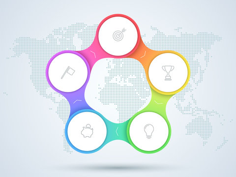Infographic 5 Point Business Diagram With World Map