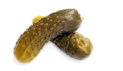Two marinated pickled cucumbers