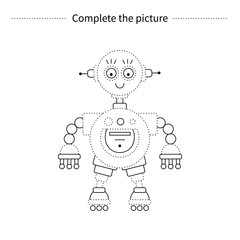 Complete the picture.Coloring page.Children educational game.