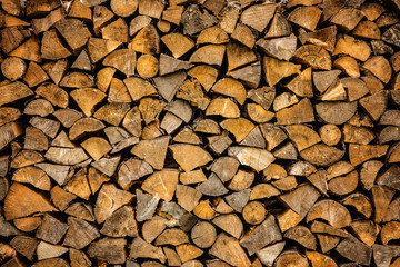 pile of wood ready for winter fireplace heating