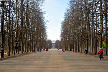 Primorskiy Victory Park at early spring day.