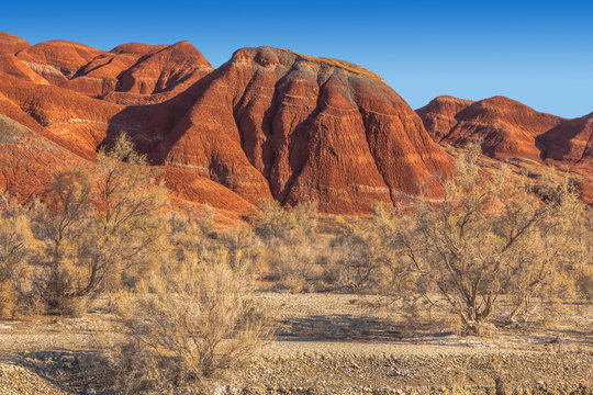 Red mountains in the territory of the national nature reserve "Altyn-Emel". Kazakhstan
