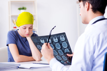 Cancer patient visiting doctor for medical consultation in clini