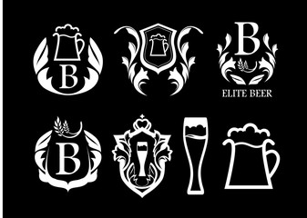 Set of Blazons with Beer for Bar or Pub