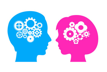 Male and female brain vector icon