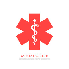 Medicine vector logo with snake