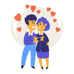 Couple in love. Characters in cartoon style