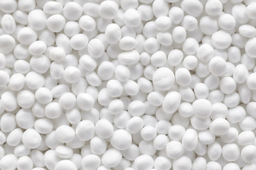 Close up picture of styrofoam balls, abstract texture or background.