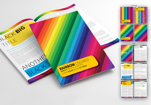 Colorful Rainbow Stripe Brochure Layout