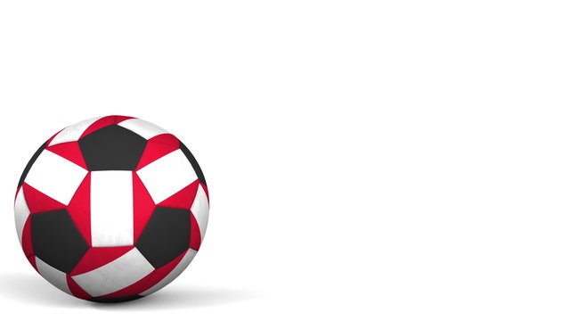 Football ball featuring flags of Peru. 3D rendering