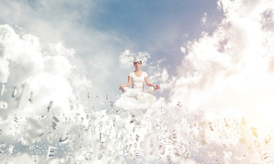 Young woman keeping mind conscious.