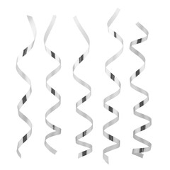 Silver chrome ribbons isolated on white