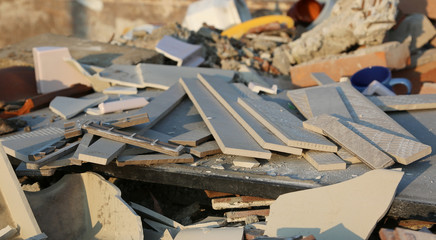 old building materials in the waste collection center