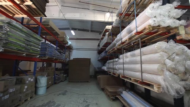 Truck carry the goods, warehouse billets, wire, truck, shipping, electric, indoor, Industrial interior