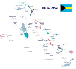 The Bahamas - map and flag - Detailed Vector Illustration