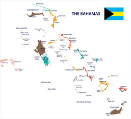 Obraz premium The Bahamas - map and flag – Detailed Vector Illustration