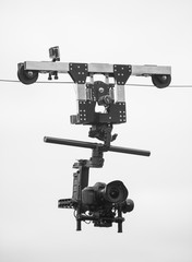 Cablecam camera with camera and gyroscopic gimbal