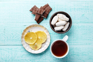 lemon tea and biscuits
